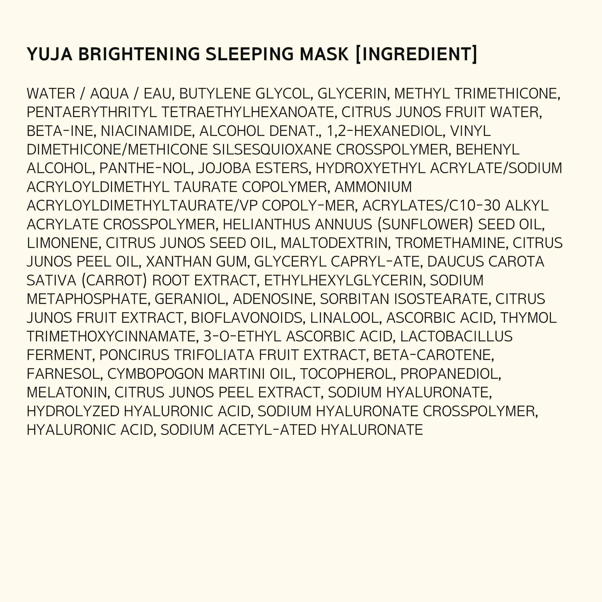 Hanyul Yuja Sleeping Mask | Korean Yuzu Night Cream, Vitamin C for Glow, Radiance, Brightening, Vegan Hydrating Overnight Moisturizer with Hyaluronic Acid, Niacinamide & Antioxidants 2.37 fl. oz.