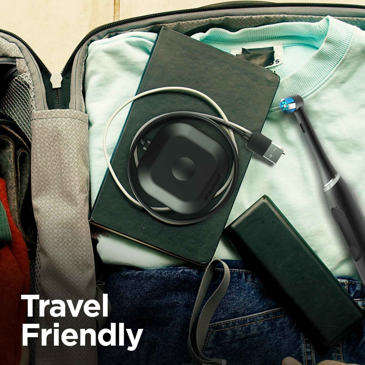 Charger Replacement for OralB iO Electric Toothbrush (Series 7,8, 9,10) Magnetic Charging Base - Travel Friendly, USB Powered, Black (Single)