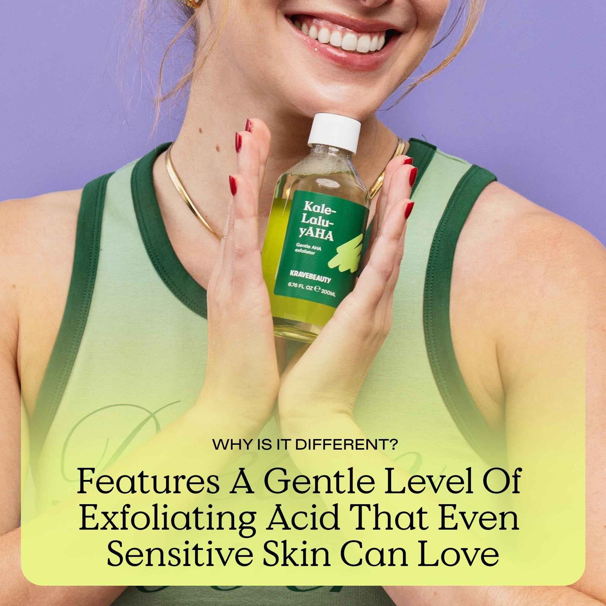 KraveBeauty Kale-Lalu-yAHA – K-Beauty Gentle 5.25% AHA Exfoliator, Glycolic & Hyaluronic Acid, Unclogs Pores & Hydrates, Vegan & Cruelty-Free, 6.76 fl oz