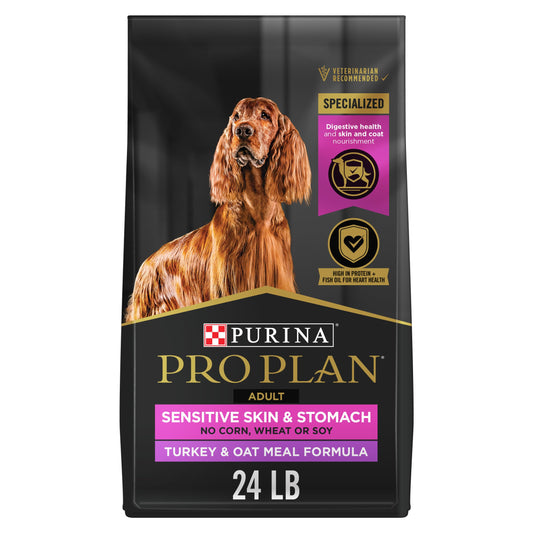 Purina Pro Plan Sensitive Skin and Stomach Wet Dog Food Pate Turkey and Oat Meal Entree - 24 lb. Bag