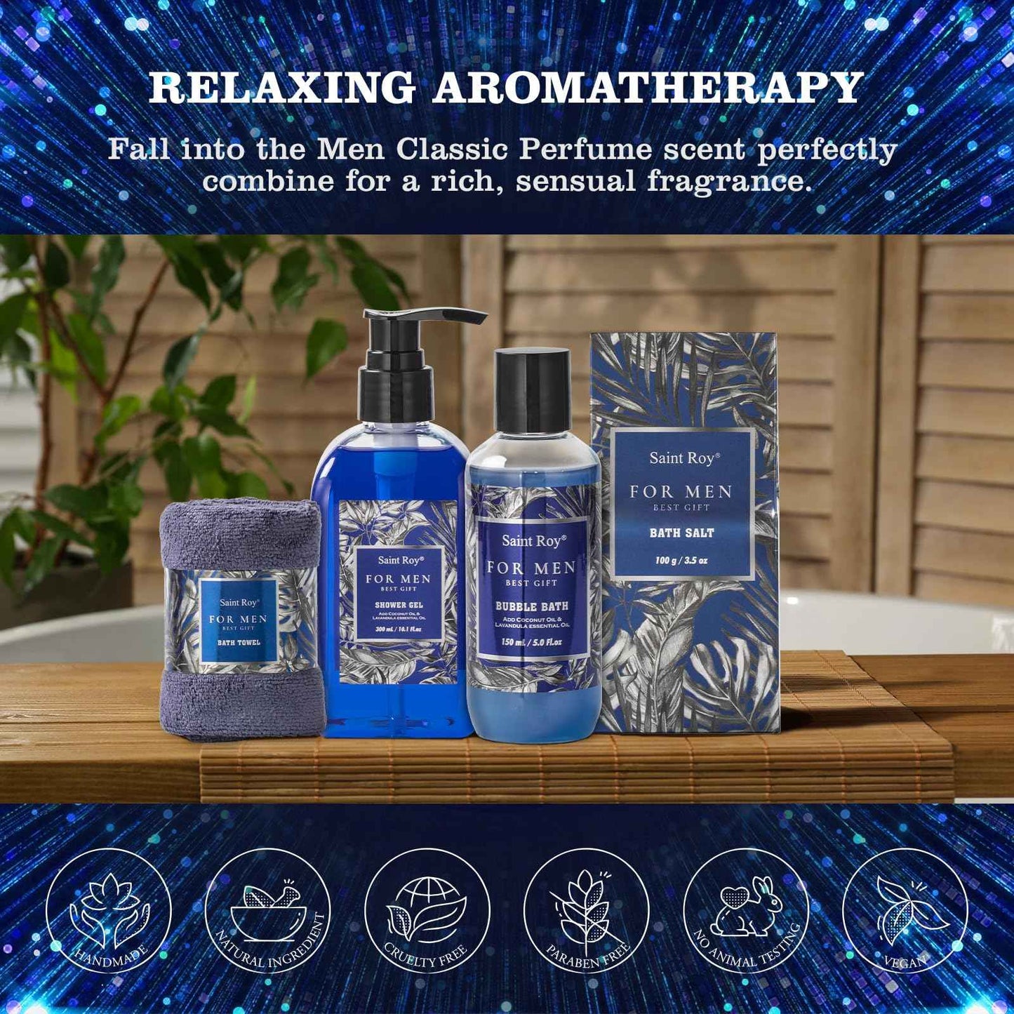 Fathers Day Christmas Gift Baskets, Birthday Gifts Spa Kit for Men Classic Perfume Bath Gift Set and Shower Gift Basket Self Care Shaving Kit Mens Bath Beard Spa Gifts Baskets Mens Gift Set beauty kit