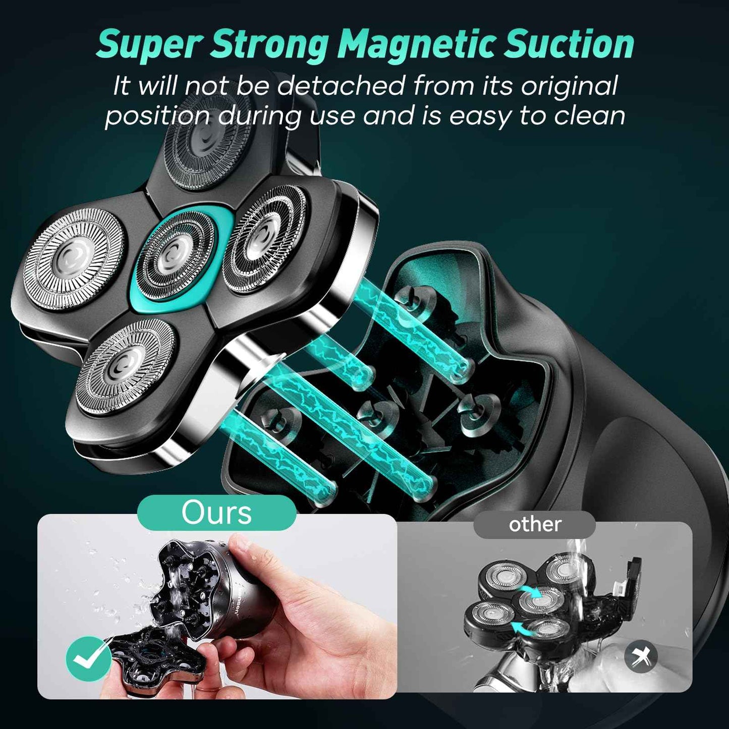 5D Head Shavers for Bald Men - Kensen 2025 Upgraded Large Hair Chamber Bald Head Shavers for Men, Best Head Razors for Bald Mens Waterproof USB-C Rechageable 160min Use for Home Office Travel Gift