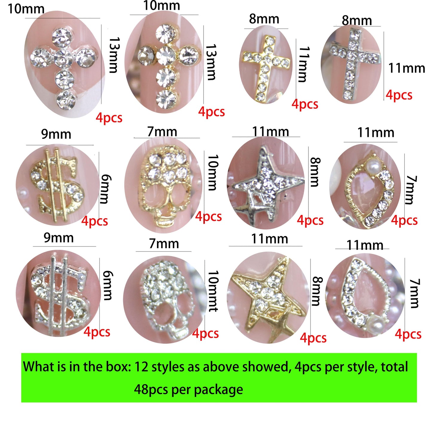 Halloween Nail Charms and Gems Eyeball Skull Cross Star Dollar Bulk Nail Art Charms Nail Rhinestone 3d Alloy Small Nail Decoration Accessories for Y2K DIY Gold Silver fingernail Charms Western