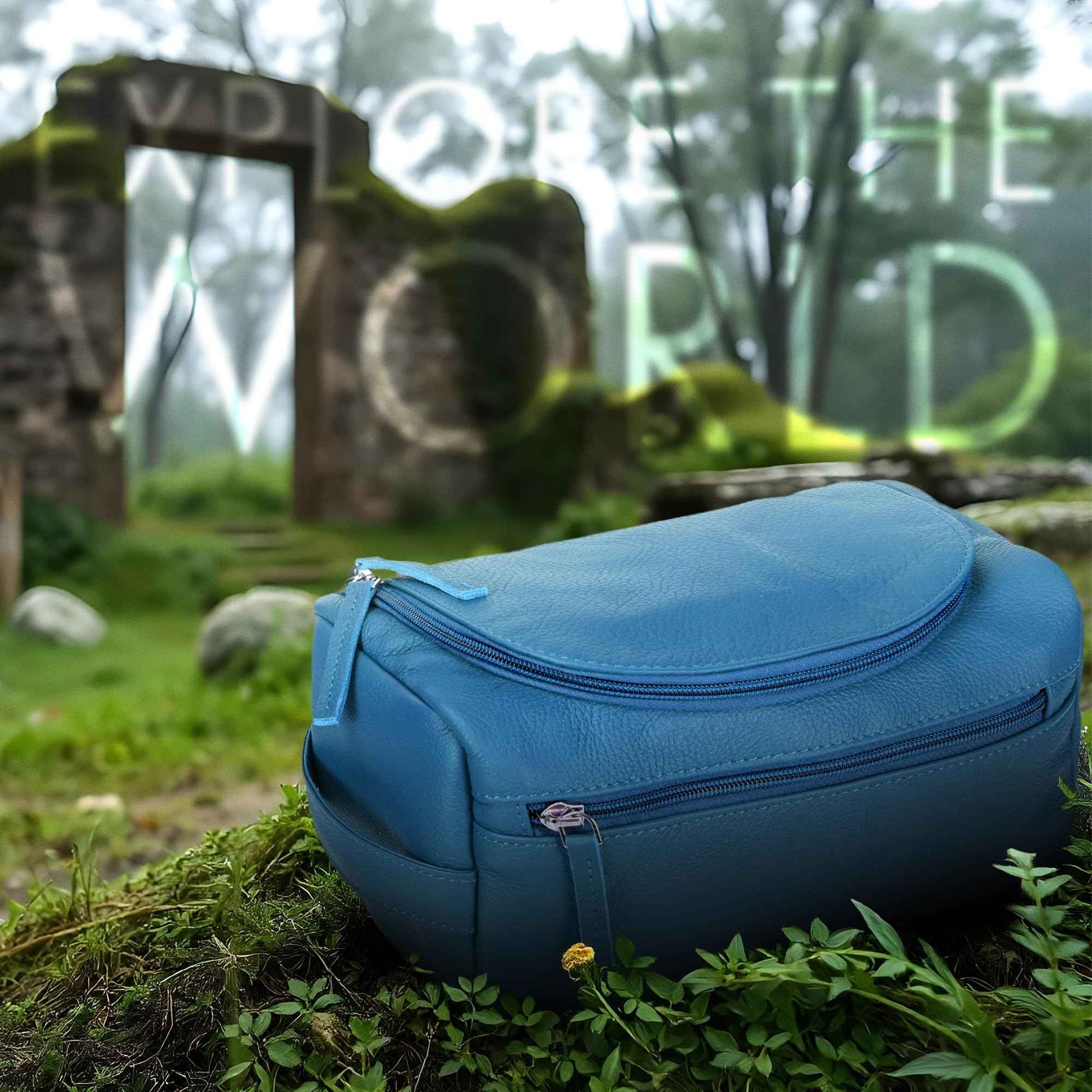 ELIZO Premium REAL Leather Toiletry Bag for Men Dopp Kitt Hanging Mens Toiletry Large TSA Toiletries Bag Shaving Grooming Bag Organizer Espresso (Blue, Large)