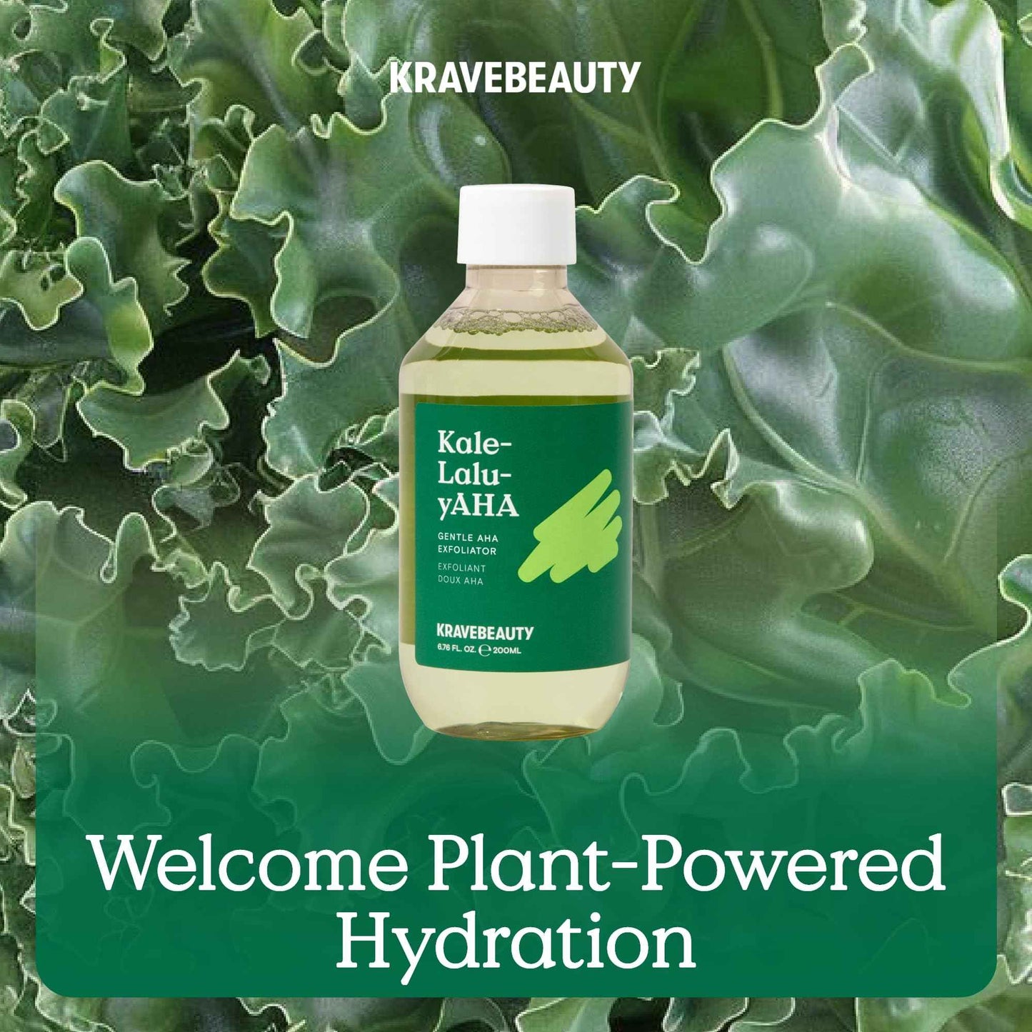KraveBeauty Kale-Lalu-yAHA – K-Beauty Gentle 5.25% AHA Exfoliator, Glycolic & Hyaluronic Acid, Unclogs Pores & Hydrates, Vegan & Cruelty-Free, 6.76 fl oz