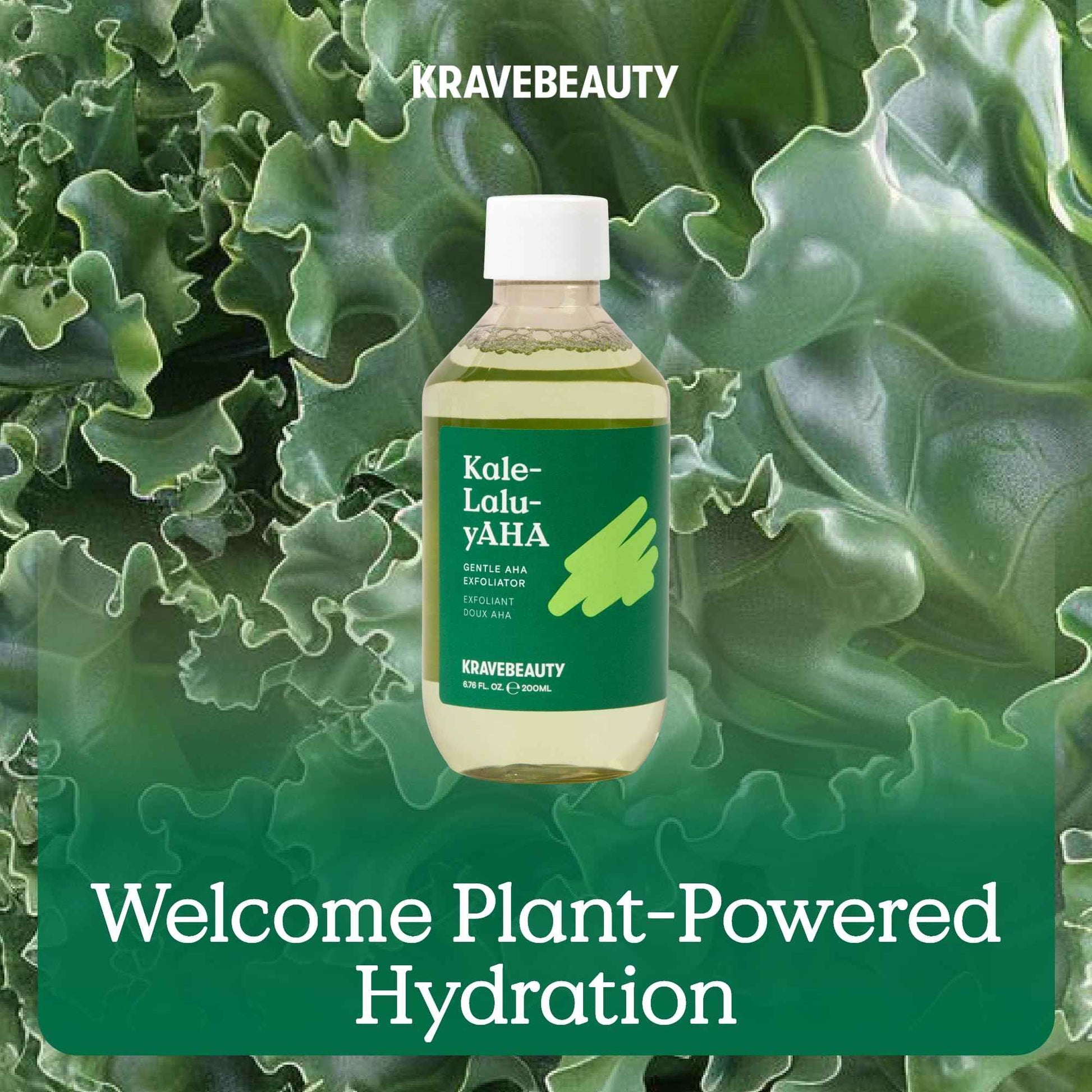 KraveBeauty Kale-Lalu-yAHA – K-Beauty Gentle 5.25% AHA Exfoliator, Glycolic & Hyaluronic Acid, Unclogs Pores & Hydrates, Vegan & Cruelty-Free, 6.76 fl oz