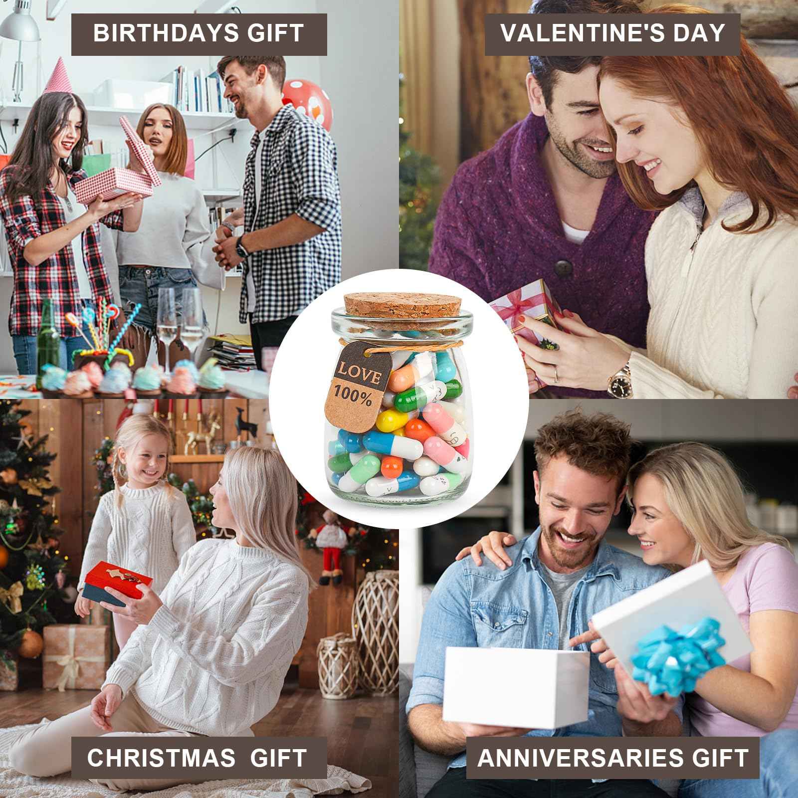 Letters Message in a Bottle,Lovely Notes Couples Gifts For Him/Her, Boyfriend/Girlfriend,Birthday,Valentines Day, Mother's Day,Graduation Season Party Gift. (Mixed Color 60PCS)