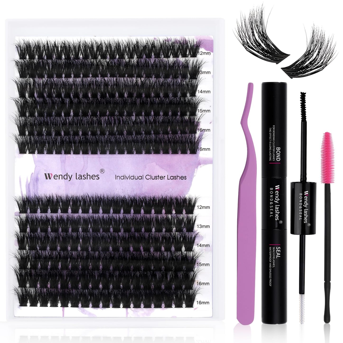 Lash Clusters 60D/80D Eyelash Clusters Fluffy DIY Lashes Wispy D Curl Lashes Clusters Mixed Length 16-20mm Fluffy Individual Lash Clusters Eyelash Extensions for DIY Lashes at Home