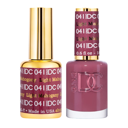 DND DC Gel Polish Set, Red Collection, UV/LED Gel Polish and Air Dry Nail Lacquer, Matching Chip-Free Polish Duo, 041 Light Mahogany, 0.5 Fl Oz