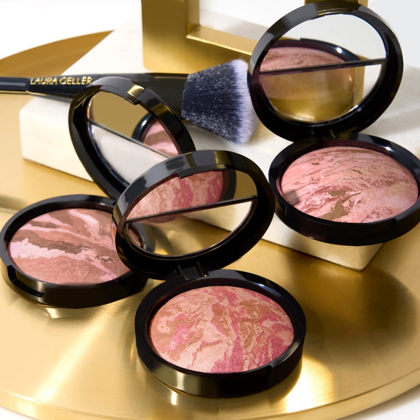 LAURA GELLER NEW YORK Baked Blush-n-Bronze Marbleized 2-in-1 Sculpting Bronzer Blush - Rose Bronze - Contour Face with a Radiant Flush