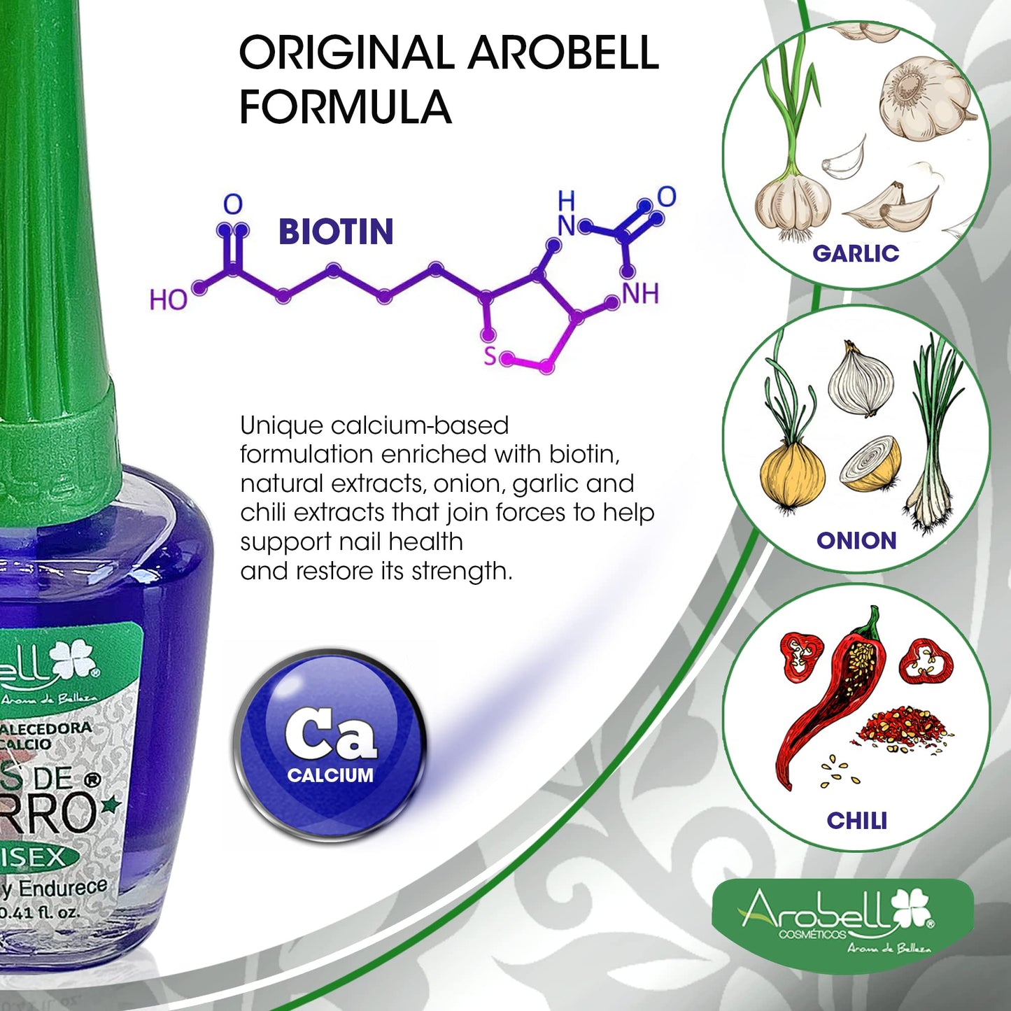 Arobell Nail Strengthener – Original Iron Nails Nail Hardener – Nail Strengthener for Damaged Nails, Brittle and Thin Nails – Clear Nail Polish Strengthener for Nail Growth and Protection