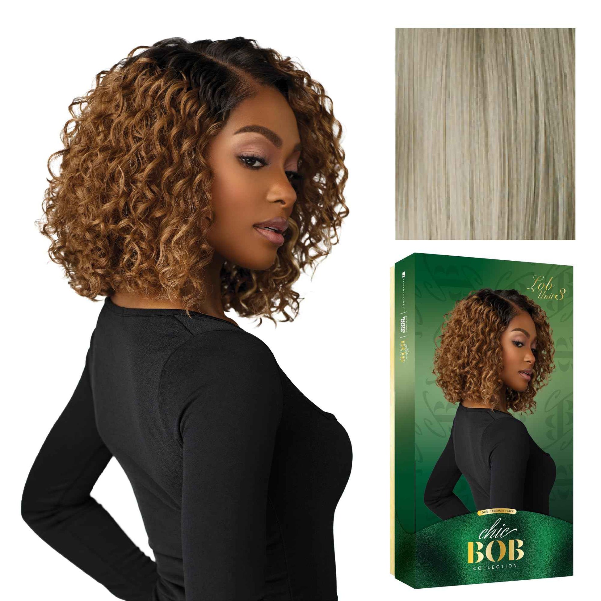 Sensationnel Chicbob Lace Frontwig - Lob Unit 3 Face Framing Glueless Wig Wide 5 Inch Deep Part Synthetic Preplucked Hairline (LIGHTASHBLONDE)