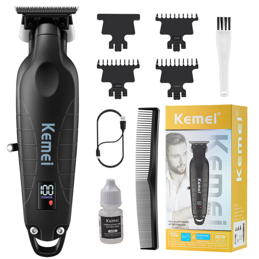 KEMEI 2293 Professional Hair/Beard Trimmer for Men Zero Gapped Hair Clippers for Barber with T Blade, Cordless Rechargeable