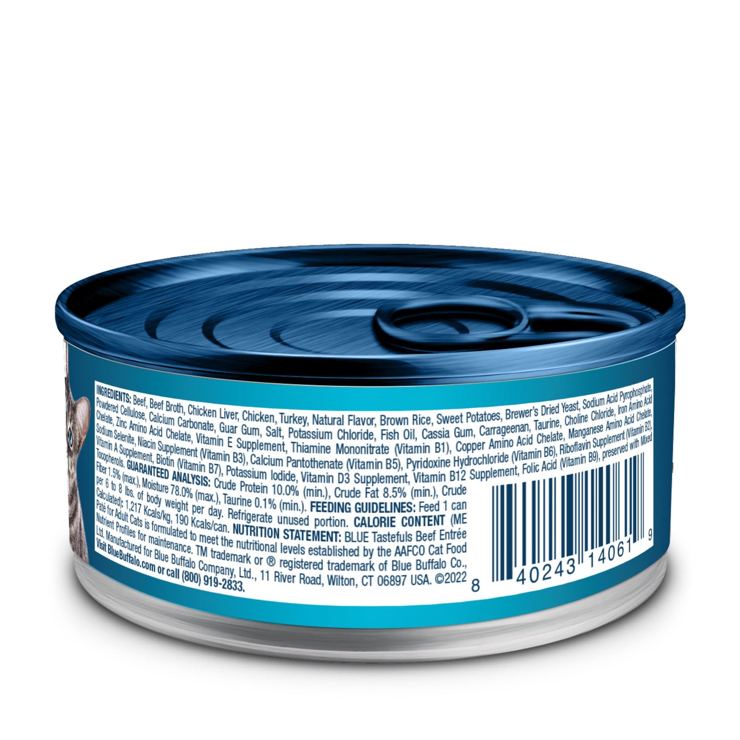 Blue Buffalo Tastefuls Wet Cat Food Paté, Made with Natural Ingredients | Beef Entrée, 5.5-oz. Cans (24 Count)