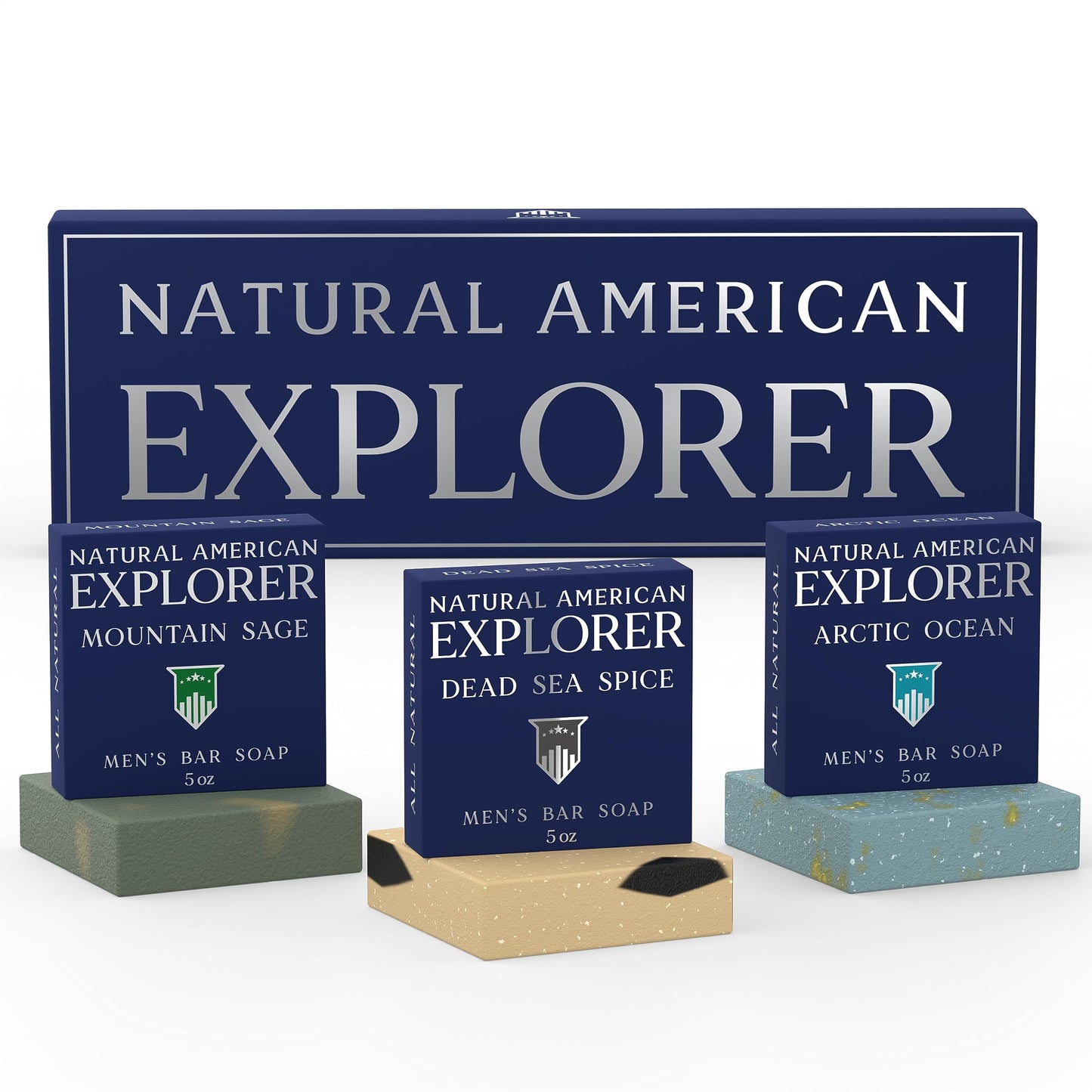 NATURAL AMERICAN Mens Bar Soap – Cologne Scents, 100% All Natural Soap for Men - Essential Oils, Organic Shea Butter - Mens Soap (3pk), Man Soap, Made in USA, 5 oz Mens Soap Bar - EXPLORER Body Soap