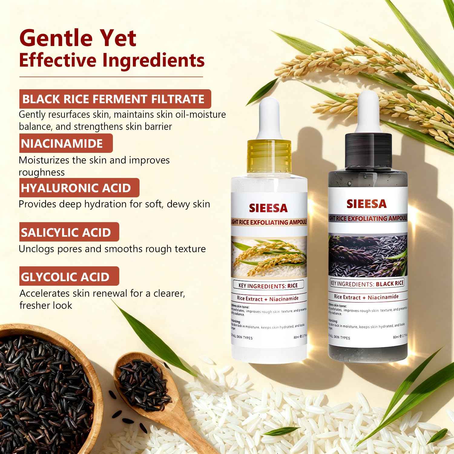 Rice Peel Shot,Peel Shot Glow Rice Ampoule Duo, White&Black Rice Exfoliant,Removes Dead Skin and Blackheads,Niacinamide Controls Oil Salicylic Acid Gentle Pore Clean, For Various SkinS(5.4 fl oz)