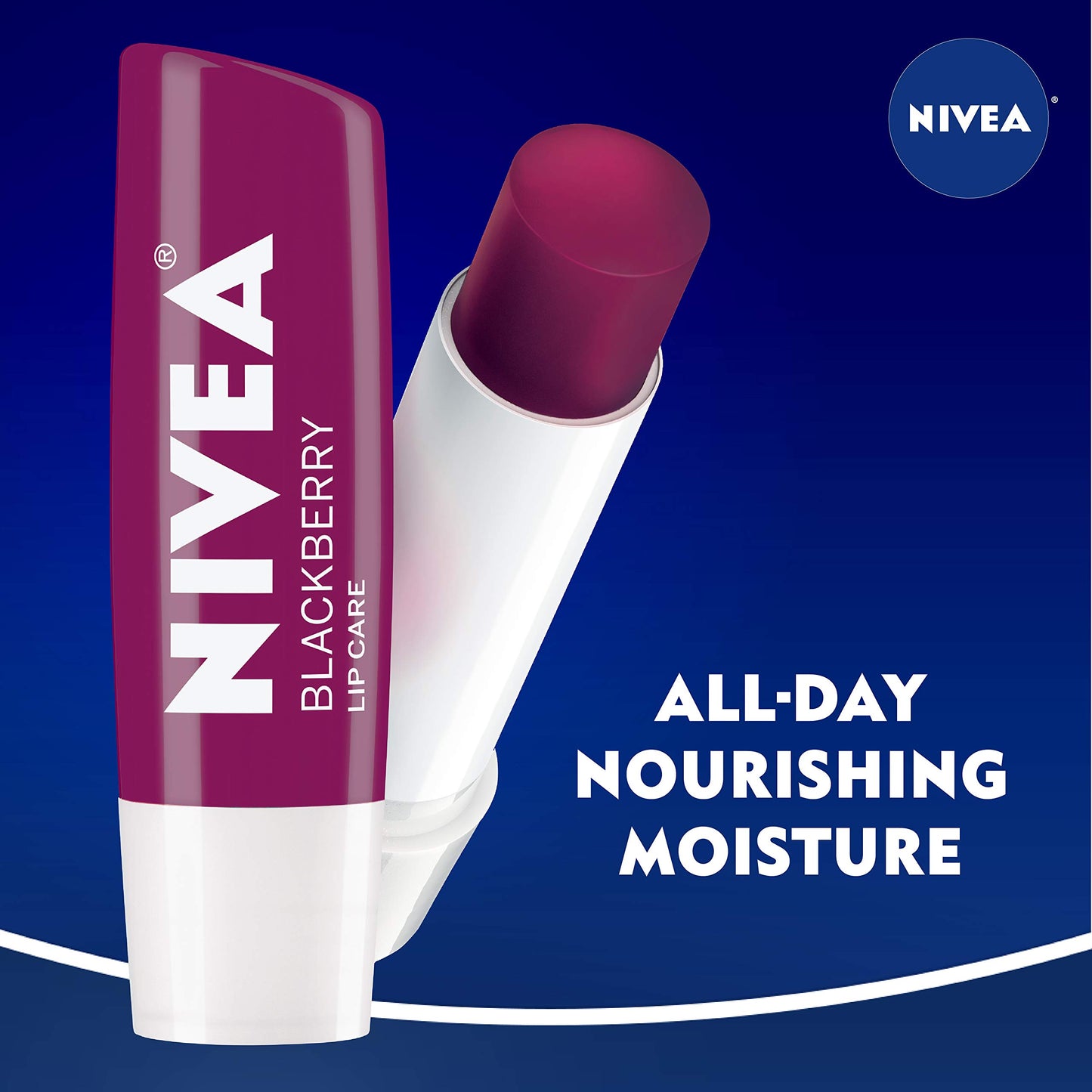 NIVEA Lip Balm, Blackberry Flavored Tinted Lip Balm Stick with Shea Butter and Jojoba Oil, 0.17 Oz, Pack of 4