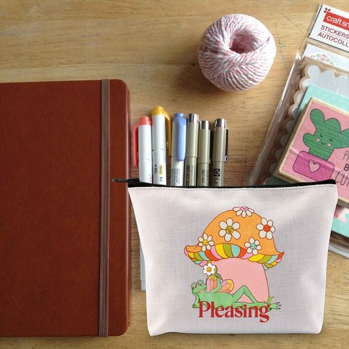 BLUPARK Singer Inspired Makeup Bag - Funny Music Fan Gift Zipper Pouch (Frog and Mushroom)