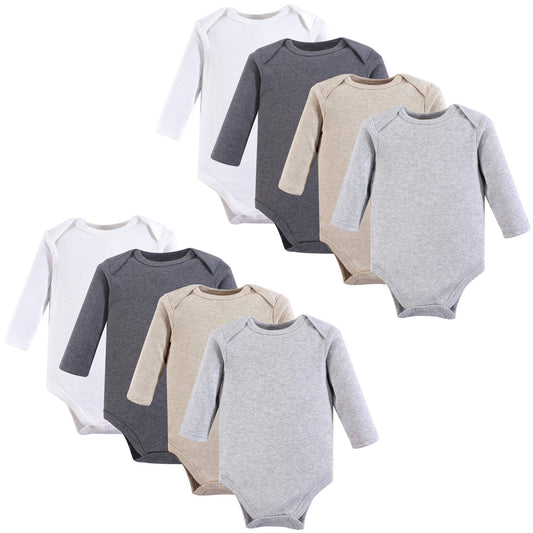 Hudson Baby Unisex Baby Cotton Long-sleeve Bodysuits, Heather Gray, 0-3 Months