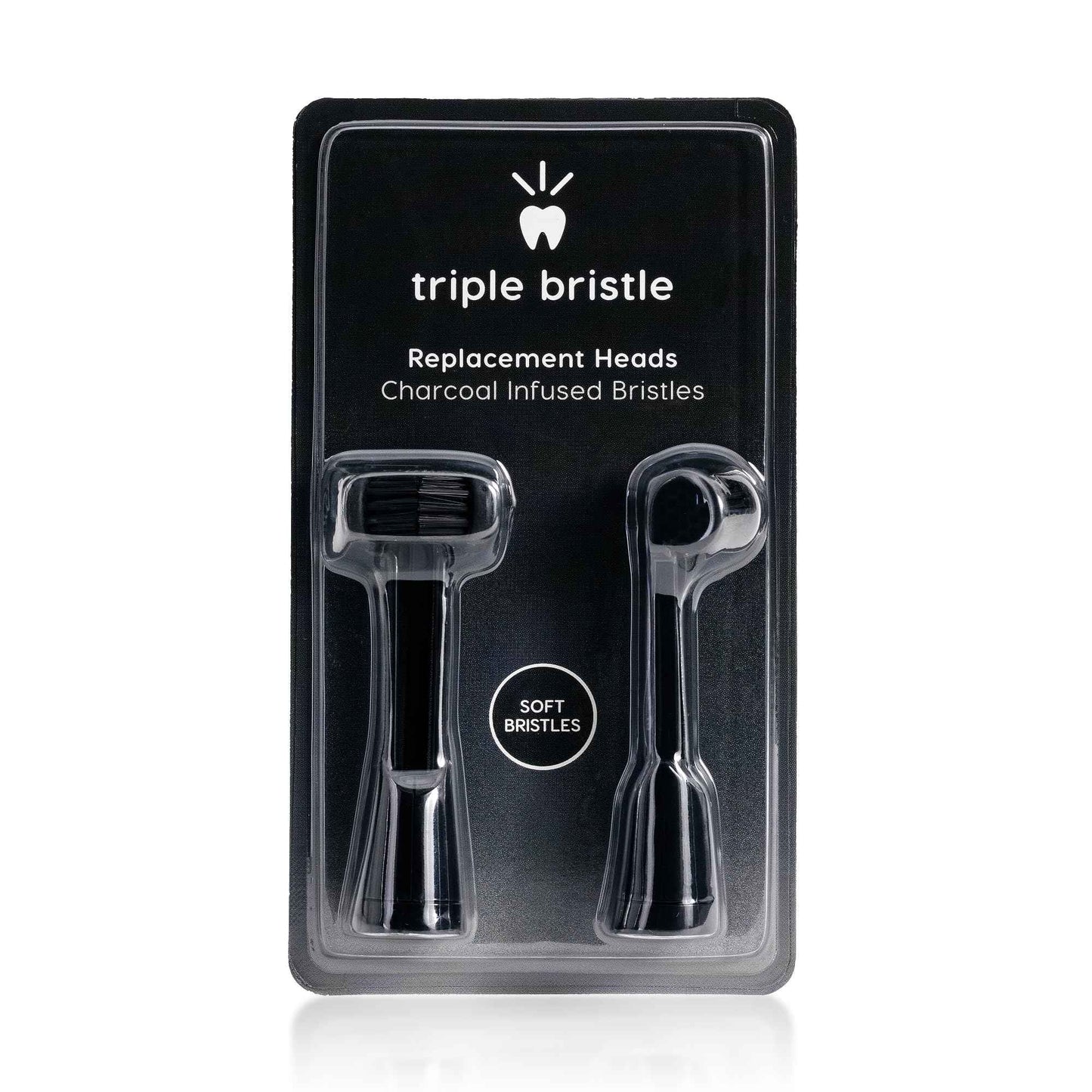 Compatible With The Triple Bristle Max Only | Triple Bristle Max Replacement Brush Head Refills | Charcoal Infused | Innovative 3 Head Design | Compatible with Triple Bristle Max Only | 2 Pack (Black)