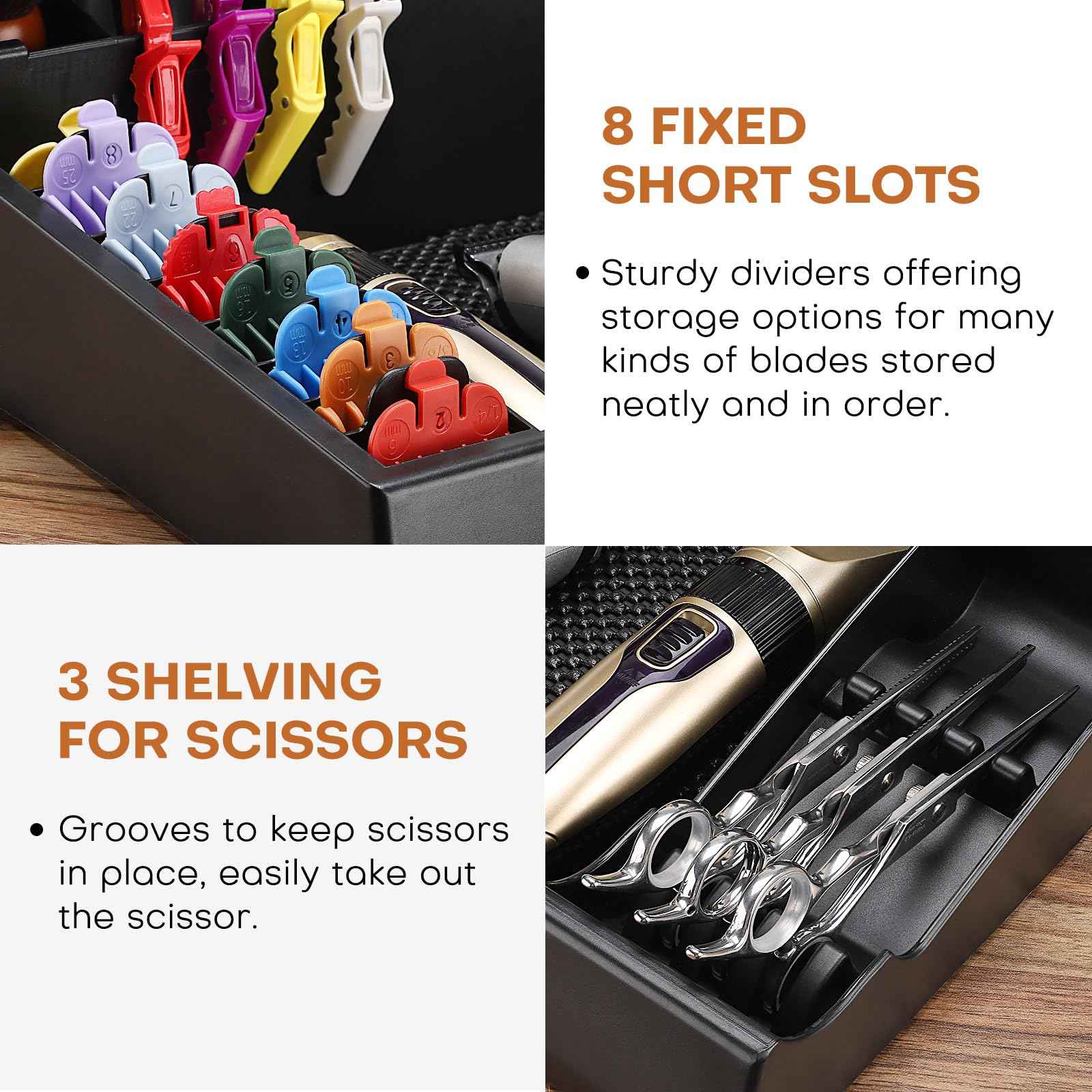 Large Barber Station Organizer for Corded Clippers & Guards, Barber Clipper Tray Anti-slip Hair Trimmer Holder, Multifunctional Detachable Hairdressing Tool Holder, Salon Haircut Supplies Storage Case