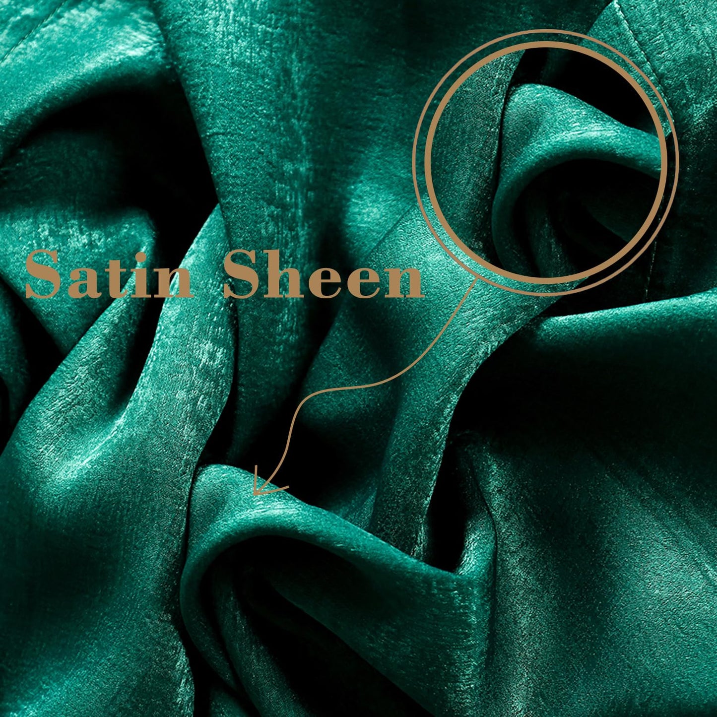 SHERWAY 9.6 Feet x 10 Feet Hunter Green Silky Soft Curtain Wedding Backdrop Drapes, Slightly Shiny Satiny Window Curtains for Party Ceremony Decoration