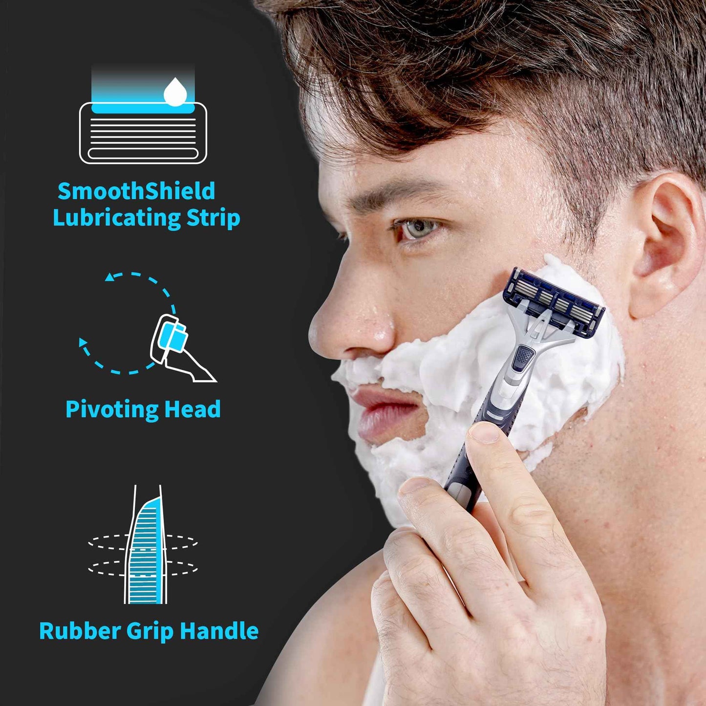 DORCO Pace Pro 4 Disposable Razors, 9 pack - Long Lasting 4 Blade Technology with a Precision Trimmer, Safety Guard Bar, Pivoting Head and Non-Slip Rubber Handle (9 Razors)