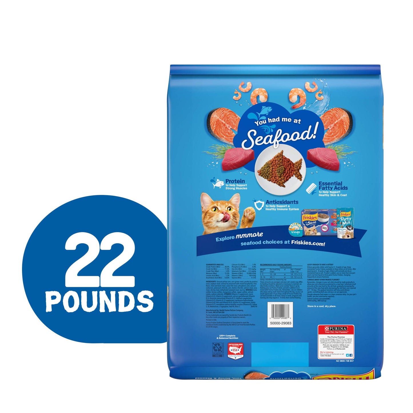 Purina Friskies Dry Cat Food, Seafood Sensations - 22 lb. Bag