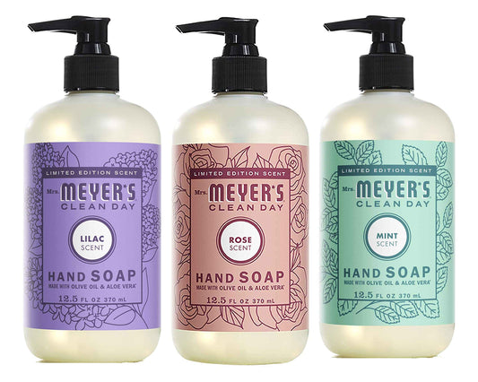 Mrs. MEYER'S New Spring Scent Variety, 1 Rose, 1 Lilac, 1 Mint, 1 CT