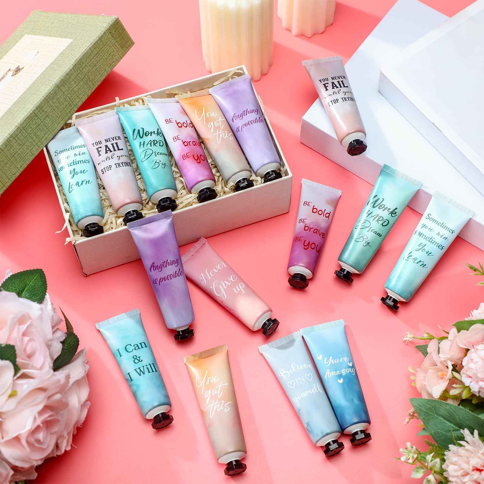 30 Pack Christmas Employee Appreciation Team Gift Bulk Travel Size Hand Cream Inspirational Natural Fragrance Hand Lotion Xmas Winter Thank You Gift for Women Teacher Nurse Coworker Staff Baby Shower