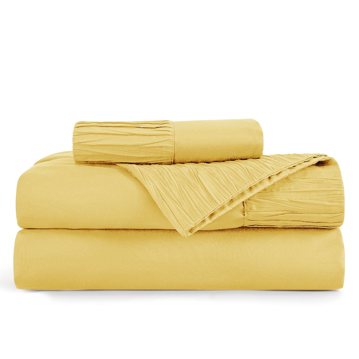 Bedsure Twin Sheets Set - Soft Twin Bed Sheets, 3 Pieces Hotel Luxury Yellow Sheets Twin, Easy Care Polyester Microfiber Cooling Bed Sheet Set