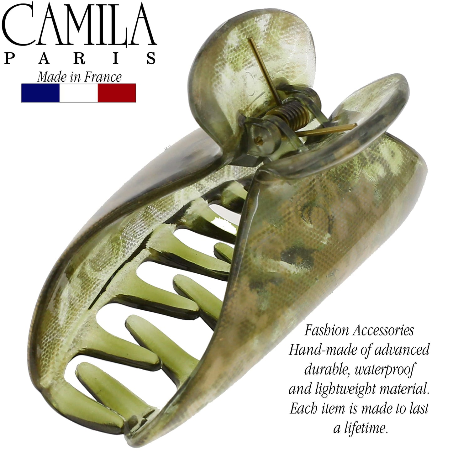 Camila Paris CP3424 French Hair Clip for Women Thick Hair for Long Curly Wavy Hair, Girls Hair Claw Clips Jaw, Durable Styling Big Claw Clip for Thick Hair, Strong Hold No Slip Grip, Made in France