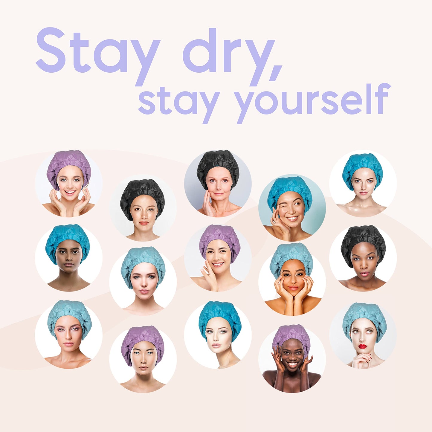 Premium Shower Cap for Women - 1000+ Showers, 100% Waterproof, Double-Sided, Large Shower Cap For Long Hair & Great For Curls (Anti-Frizz Terry Cloth Lining) (Lilac)