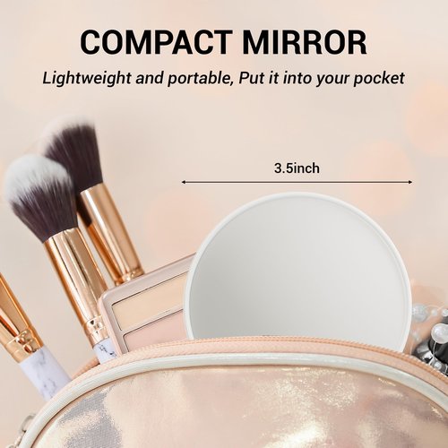 Magnifying Mirror 10X&30X Set, Magnified Mirror 3.5" with Two Suction Cups and Tweezers, Travel Magnifying Mirror Set Comes with Portable Storage Bag, Compact Small Magnifying Mirror for Travel(White)