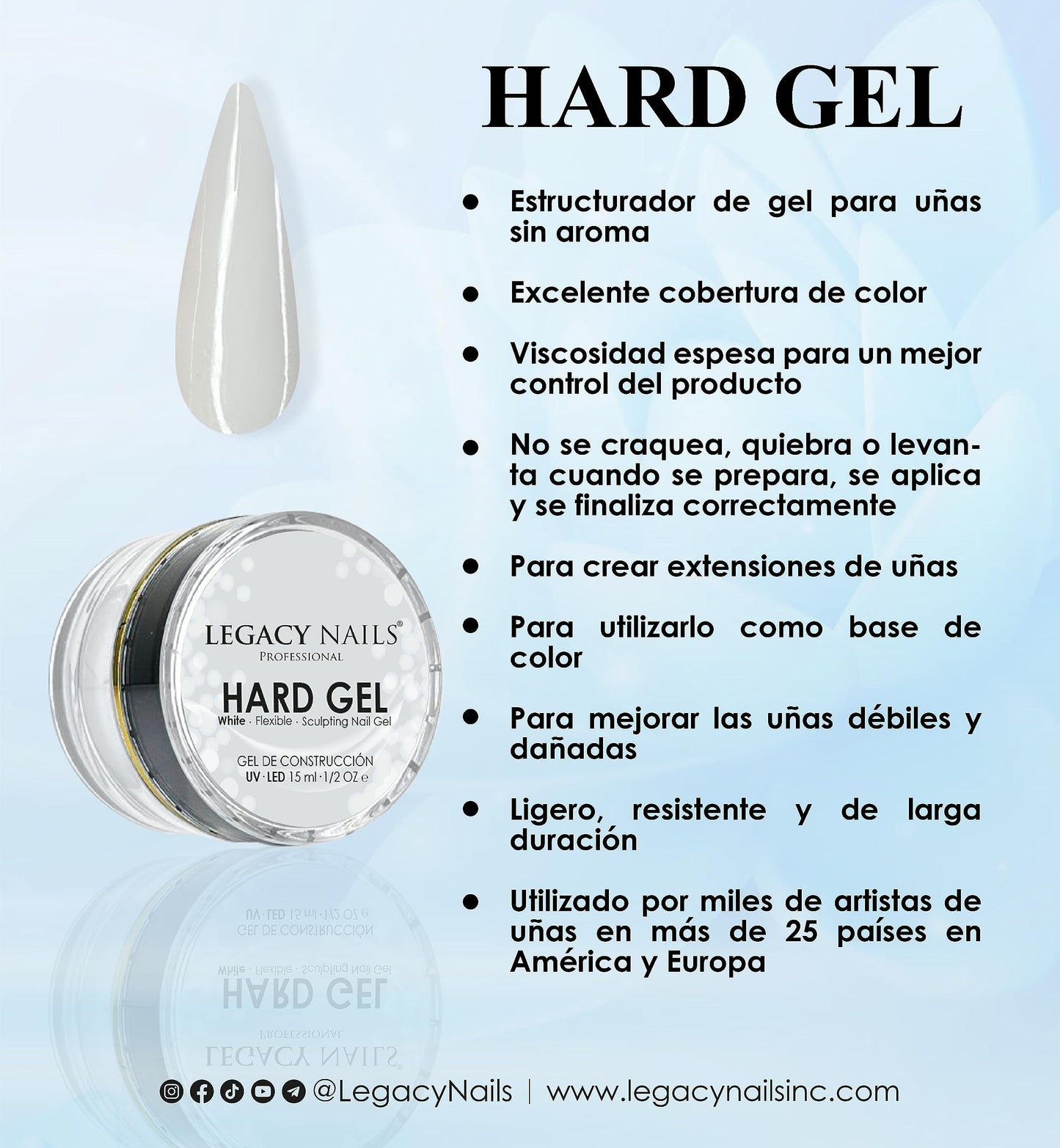 Legacy Nails Hard Builder Gel - Sculpt And Build Nail Extensions - Improve Damaged or Weak Nails - Lightweight, Strong and Long-wear - Professional Quality (Peach)