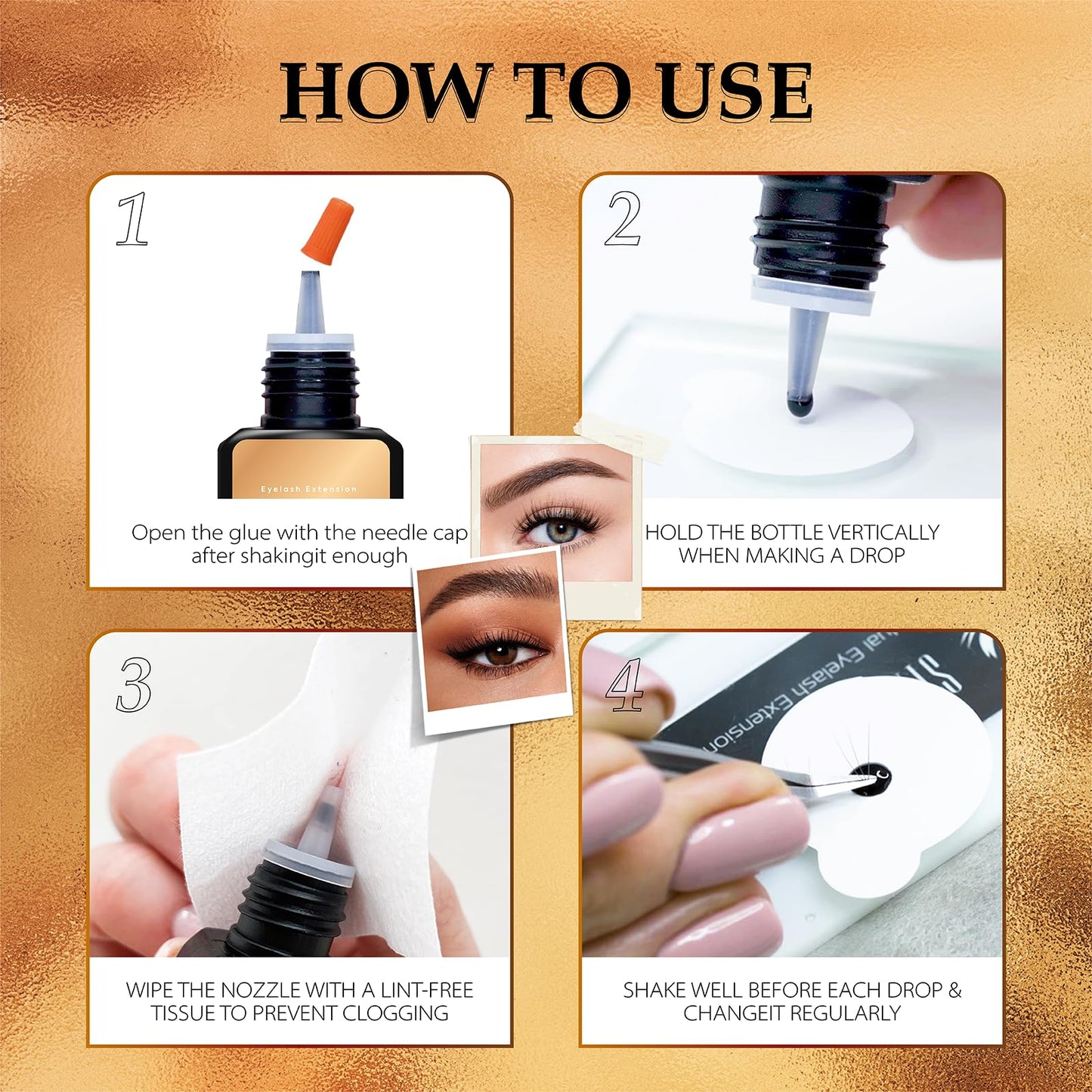 DIY Eyelash Extension Glue, Black Lash Extension Glue, 3-5s Drying Time Super Strong Latex-Free Eyelash Glue Stays on for up to 4-5 Weeks for Beginners and Advanced Lash Extension Stylists (5ML)-e