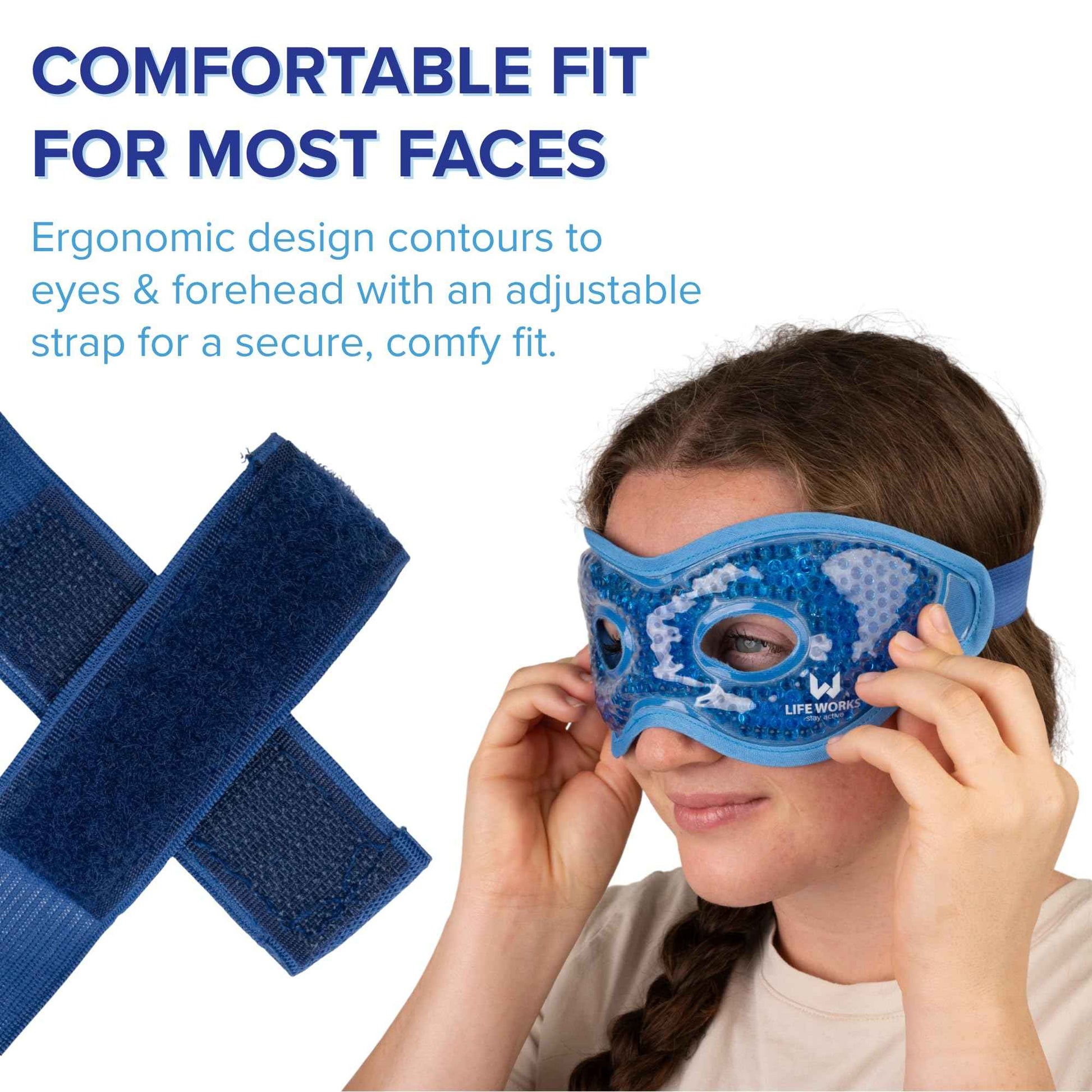 LIFE WORKS Gel Eye Mask with Cutout, Hot or Cold Therapy for Puffy Eyes, Dark Circles, Headaches, and Migraines, Soft Gel Beads and Liquid Filling for Cooling or Warming Comfort