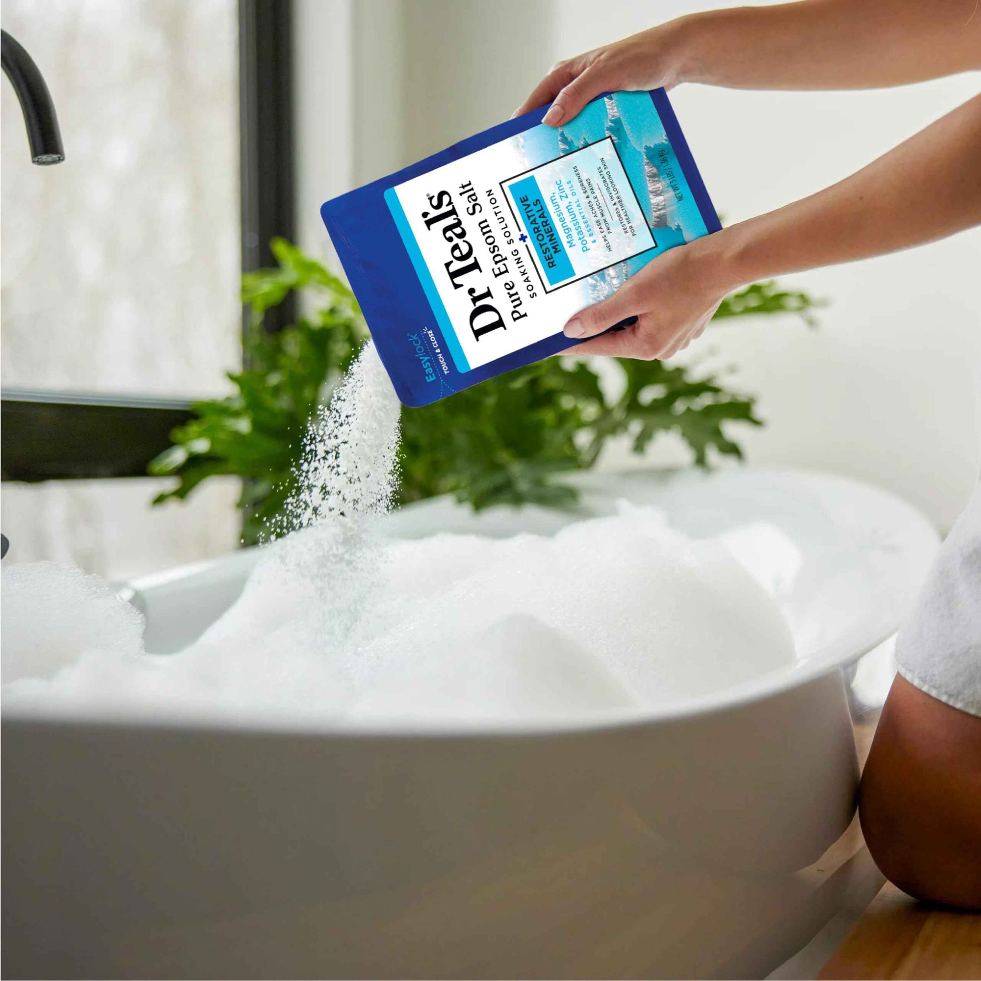 Dr Teal's Epsom Salt Magnesium Soak, Restorative Minerals with Magnesium, Potassium, Zinc & Essential Oils, 3 lbs (Pack of 4)