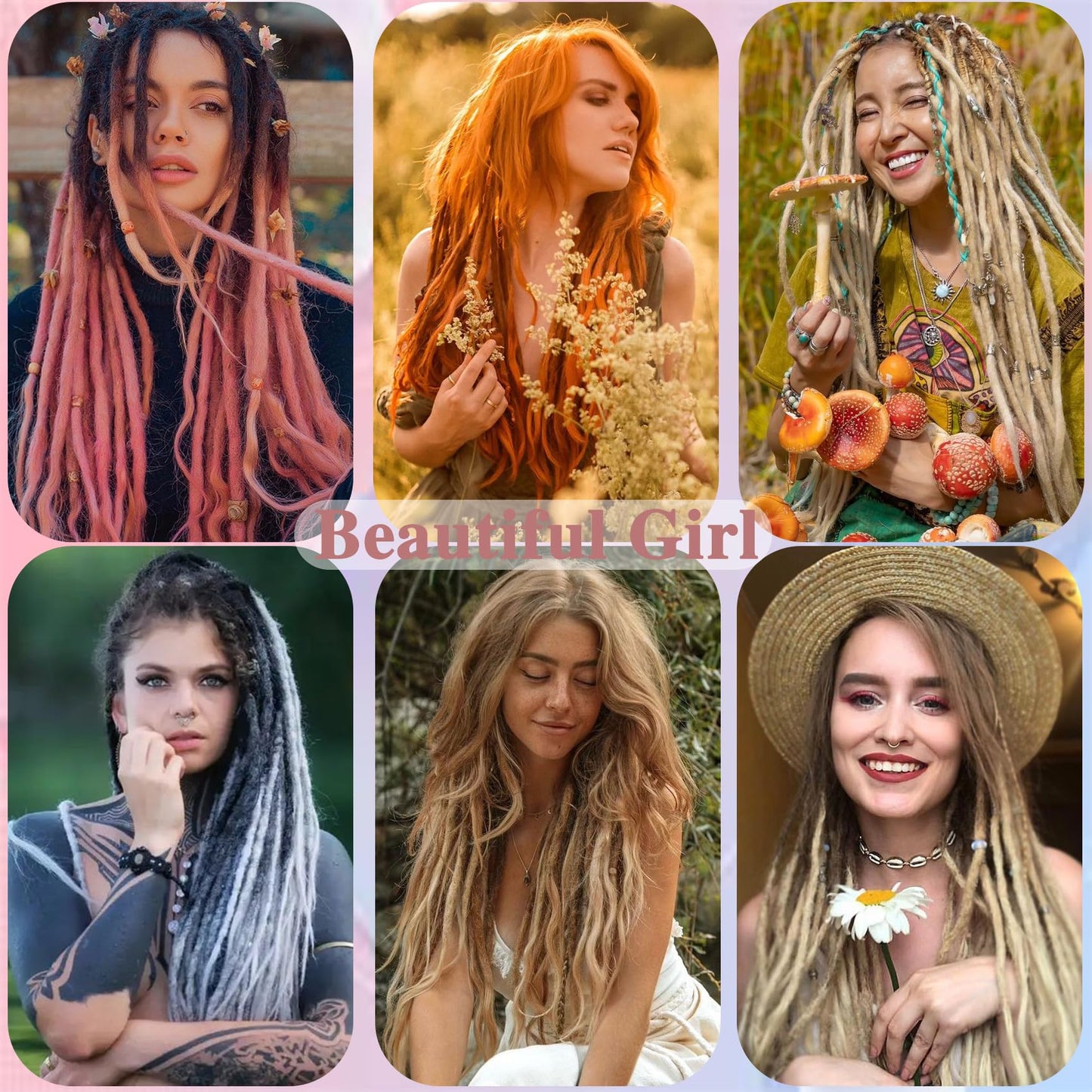 Paraglame 24 Inch Copper Red Dreadlocks Extensions Thick 0.6cm Crochet Dreads of Synthetic Hair 15 Strands Ginger Color Single Ended Hippie Dreads For Women (350#, 15Strands)