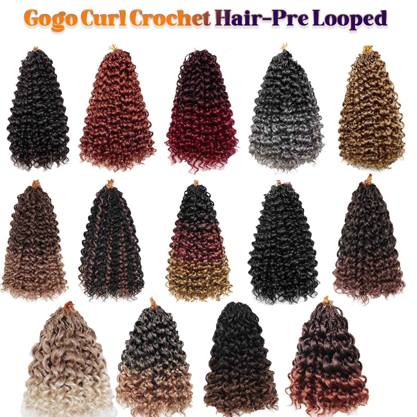 Gogo Curl Crochet Hair 8 Packs Ocean Wave Crochet Hair Pre Looped Long Deep Wave Hair Extension Synthetic Braiding Hair for Women Natural Black 24 Inch Color 1B