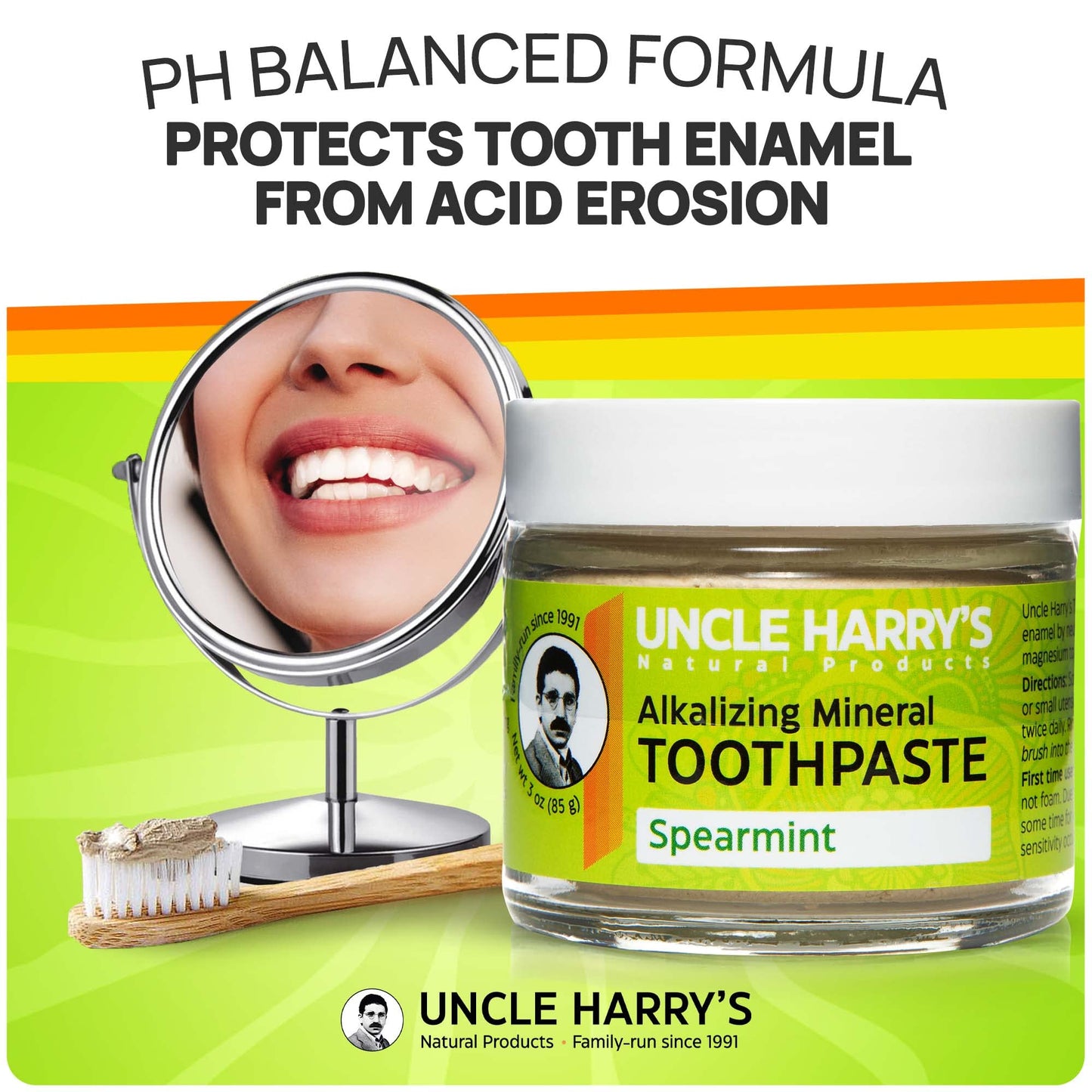 Uncle Harry's Spearmint Remineralizing Toothpaste | Natural Whitening Toothpaste Freshens Breath & Promotes Enamel | Vegan Fluoride Free Toothpaste Pack of 4