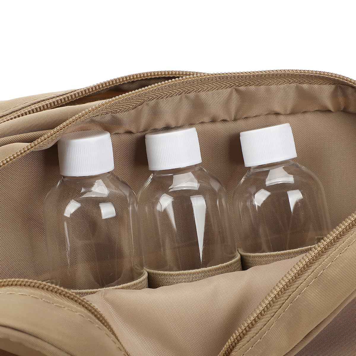 Bioworld Dual Compartment Beige Toiletry Cosmetic Kit