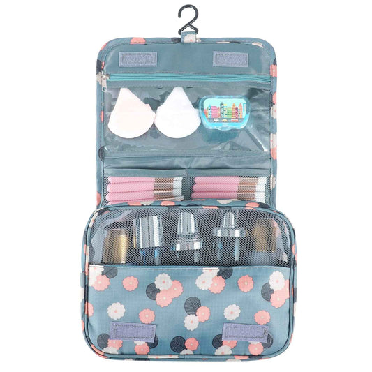 Pengxiaomei Toiletry Bag, Waterproof Hanging Cosmetic Bag Portable Travel Makeup Pouch Multifunction Handle Travel Toiletry Bag Organizer with Hook for Women Girls(Blue)