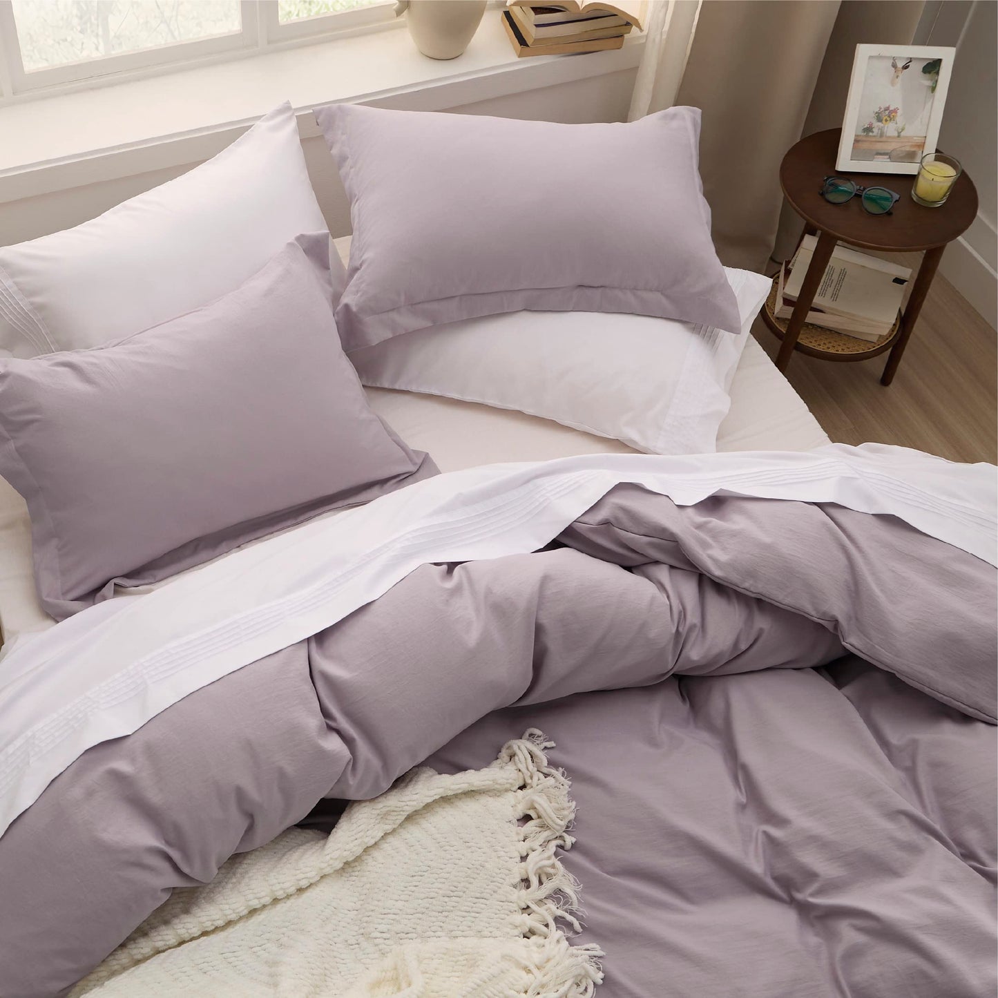 Bedsure Dusty Purple Twin Duvet Cover Set - Soft Prewashed Duvet Cover Twin Size, 2 Pieces, 1 Duvet Cover 68x90 Inches with Zipper Closure and 1 Pillow Sham, Comforter Not Included