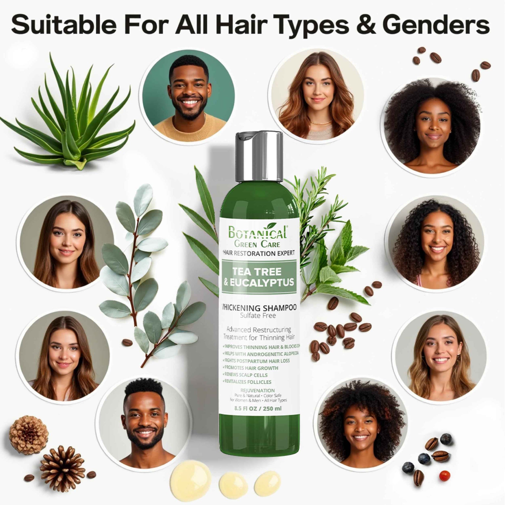 Tea Tree & Eucalyptus Shampoo for Hair Growth & Thinning Hair - Thickening, Sulfate-Free