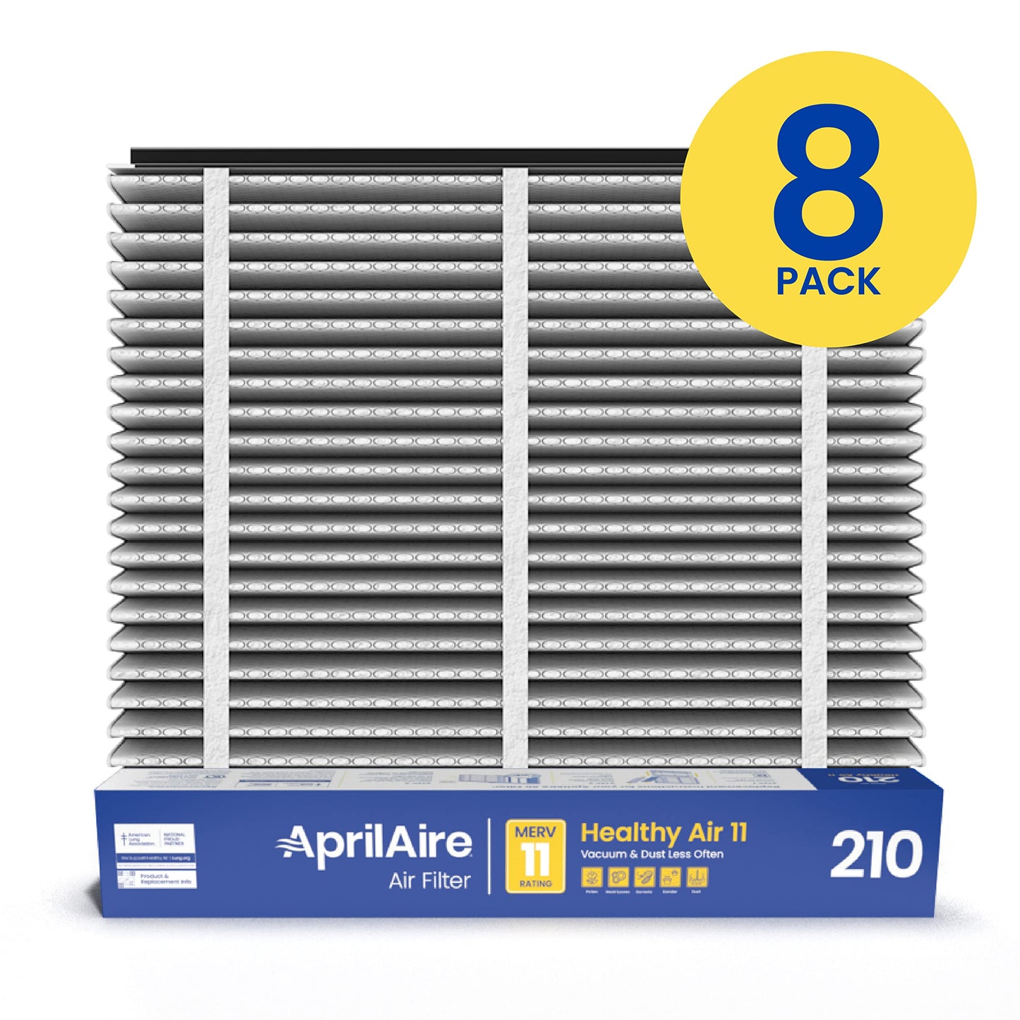 AprilAire 210 Replacement Filter for AprilAire Whole House Air Purifiers - MERV 11, Clean Air & Dust, 20x25x4 Air Filter (Pack of 8)