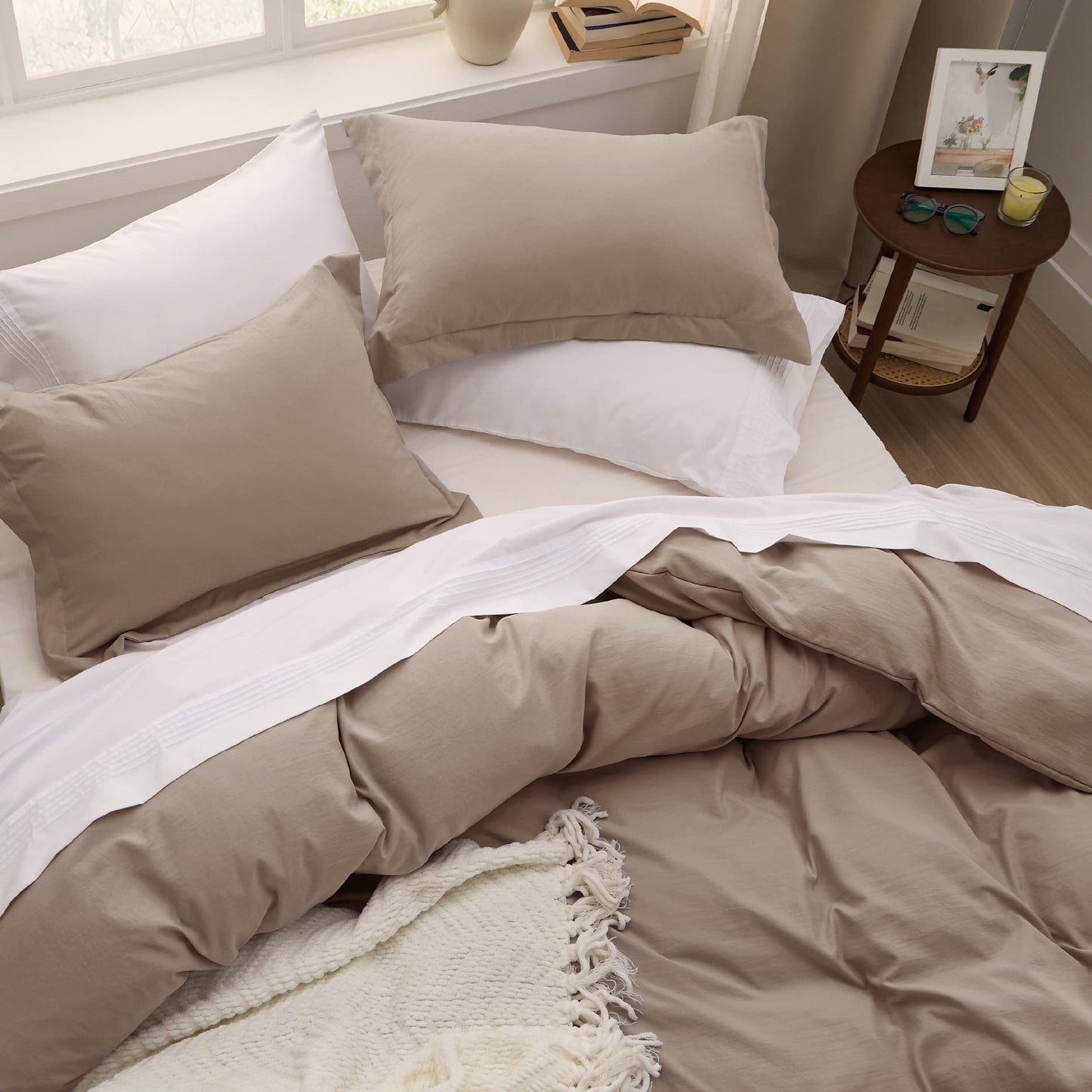 Bedsure Light Camel Twin Duvet Cover Set - Soft Prewashed Duvet Cover Twin Size, 2 Pieces, 1 Duvet Cover 68x90 Inches with Zipper Closure and 1 Pillow Sham, Comforter Not Included