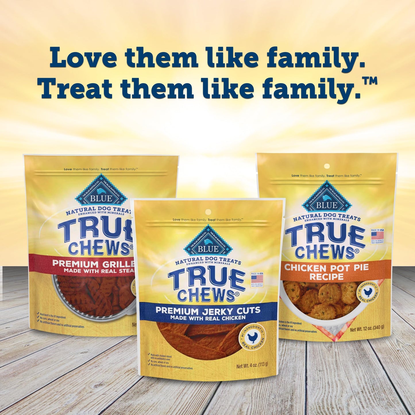 Blue Buffalo True Chews Premium Jerky Cuts Dog Treats, Made in the USA with Natural Ingredients and No Antibiotics Ever, Chicken, 4-oz. Bag