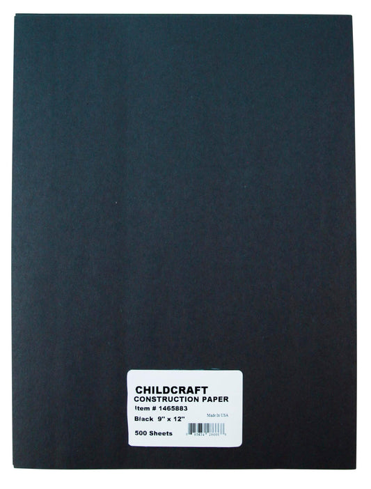 Childcraft Construction Paper, 9 x 12 Inches, Black, 500 Sheets - 1465883