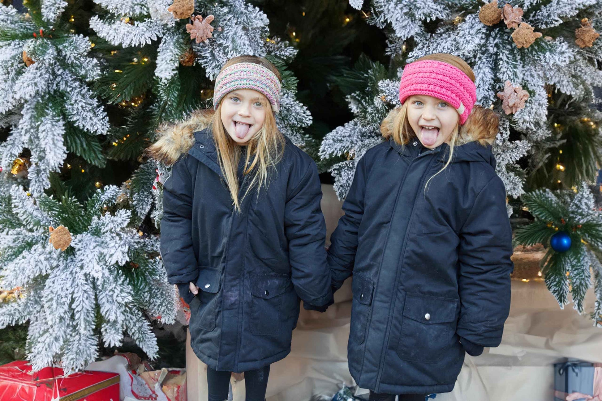 Funky Junque Exclusives Kids Ear Warmer Headband – Fleece Lined Winter Ear Wrap for Toddler Girls & Boys, Cozy Knit Head Warmer & Earmuff Headband for Cold Weather - 2 Pack - Candy Pink and #11